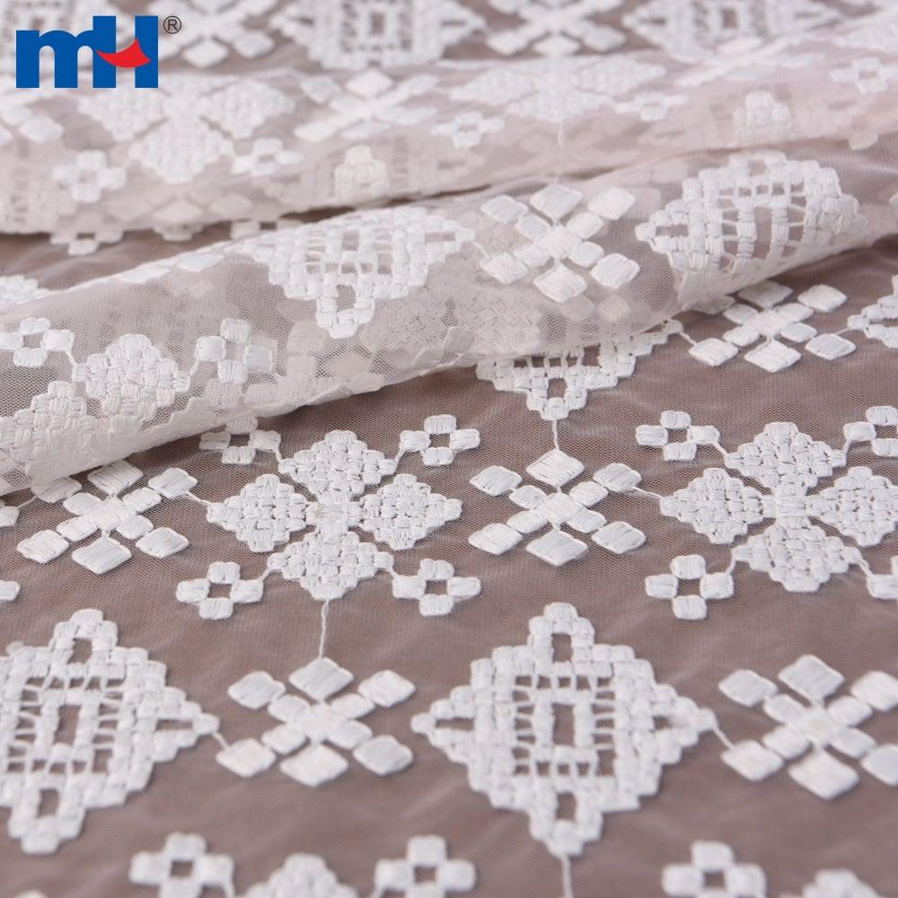 Maille brodée en polyester recyclé