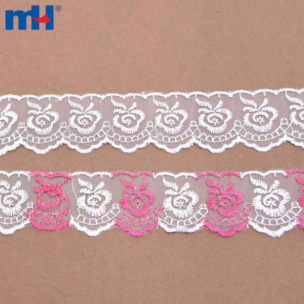Borde de encaje de organza bordado