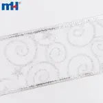 Christmas ribbon, silver Christmas ribbon, wired Christmas ribbon