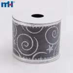 Christmas ribbon, silver Christmas ribbon, wired Christmas ribbon