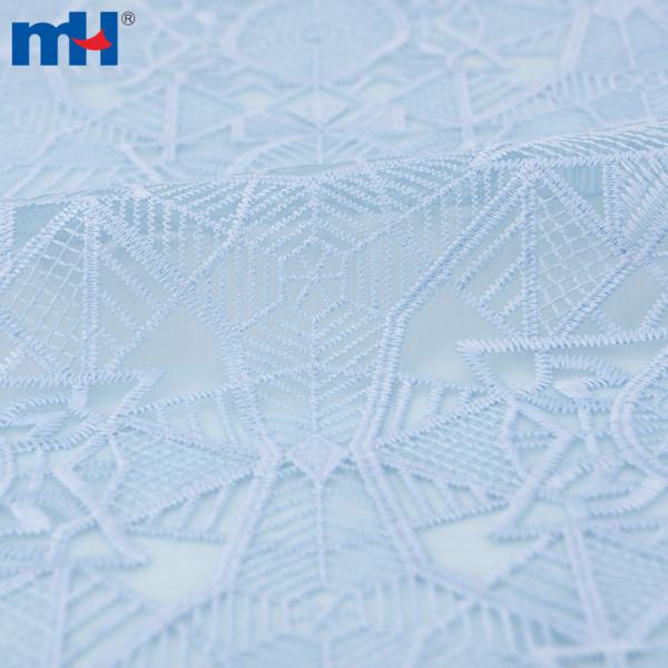 Geometrically embroidered organza fabric
