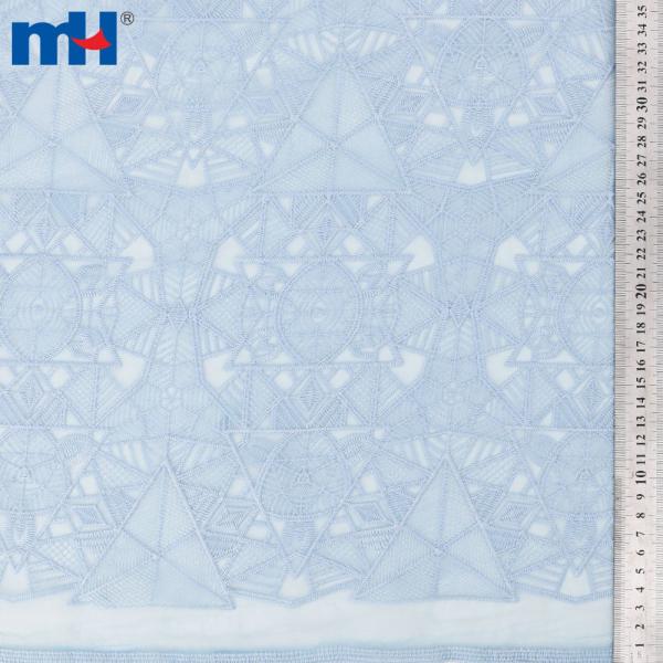 Geometrically embroidered organza fabric