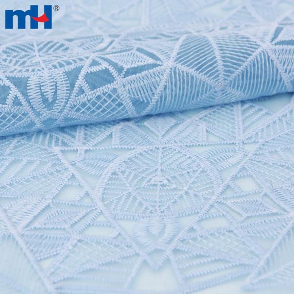 Geometrically embroidered organza fabric