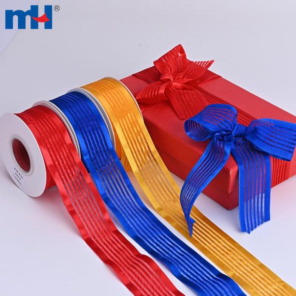 1-1/2" (38mm) polyester striped satin ribbon