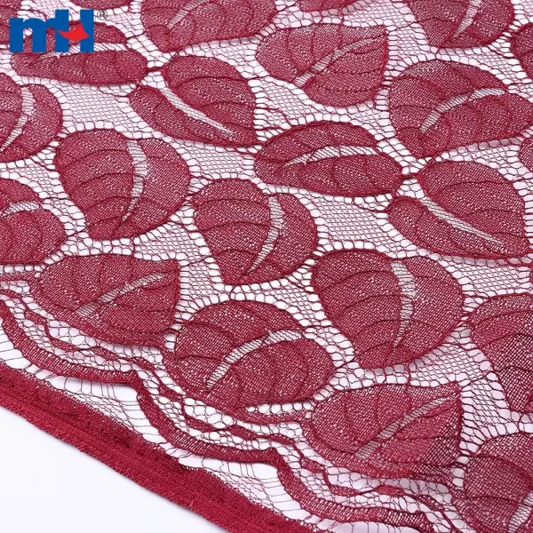 Tissu dentelle tricot non élastique avec motifs feuilles