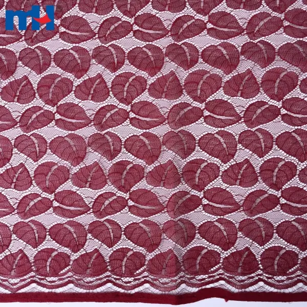 Tissu dentelle tricot non élastique avec motifs feuilles