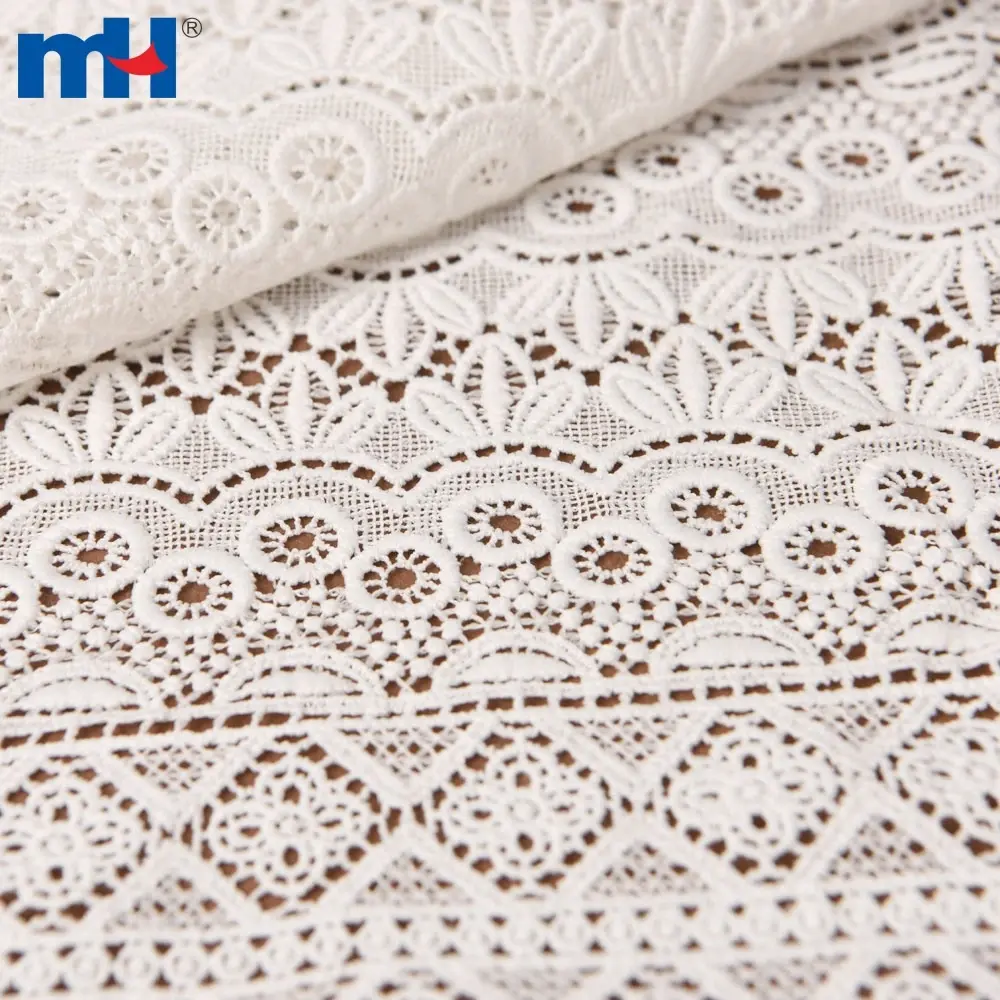 Guipure embroidered lace fabric