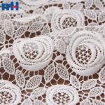 White rose embroidered lace fabric