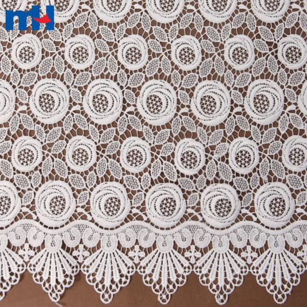 White rose embroidered lace fabric