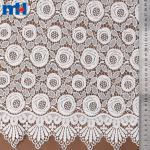 White rose embroidered lace fabric