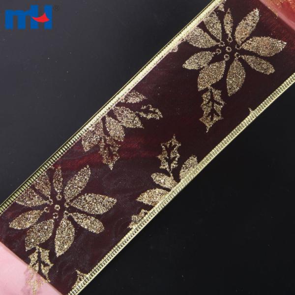 Nastro trasparente con filo rosso/oro