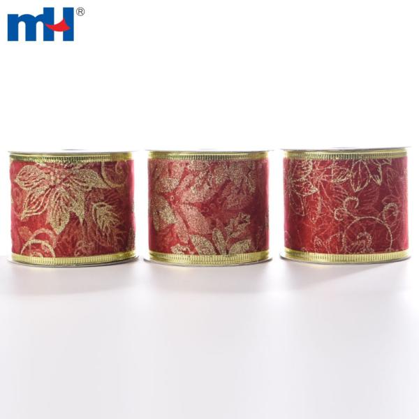 Nastro trasparente con filo rosso/oro