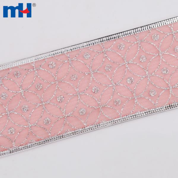 Wired Ribbon, Glitter Sheer Ribbon, Glitter Organza Ribbon