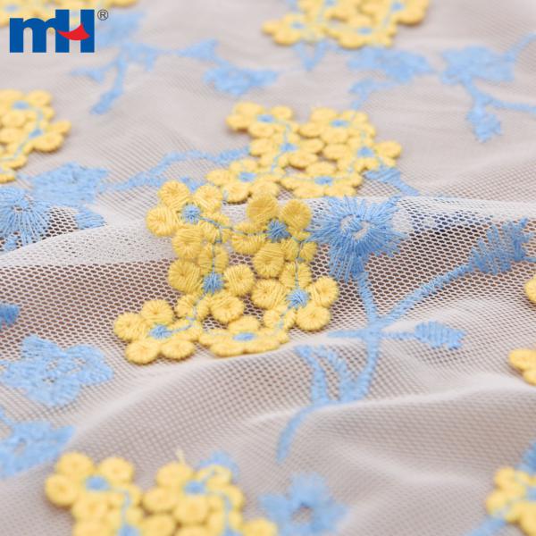Embroidered mesh fabric
