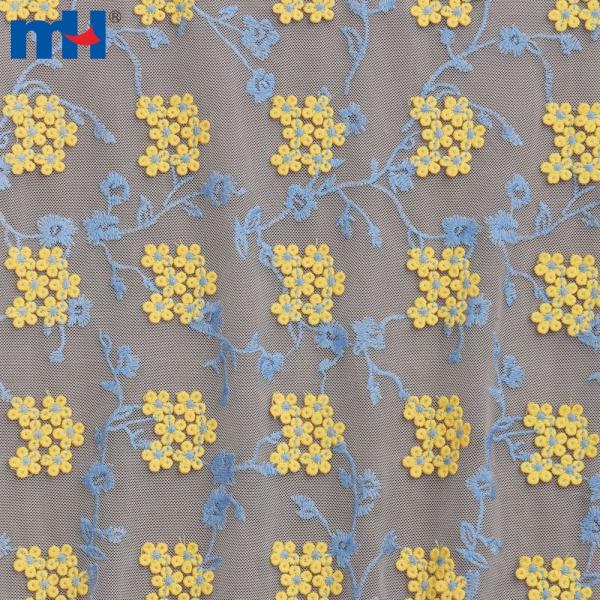 Embroidered mesh fabric
