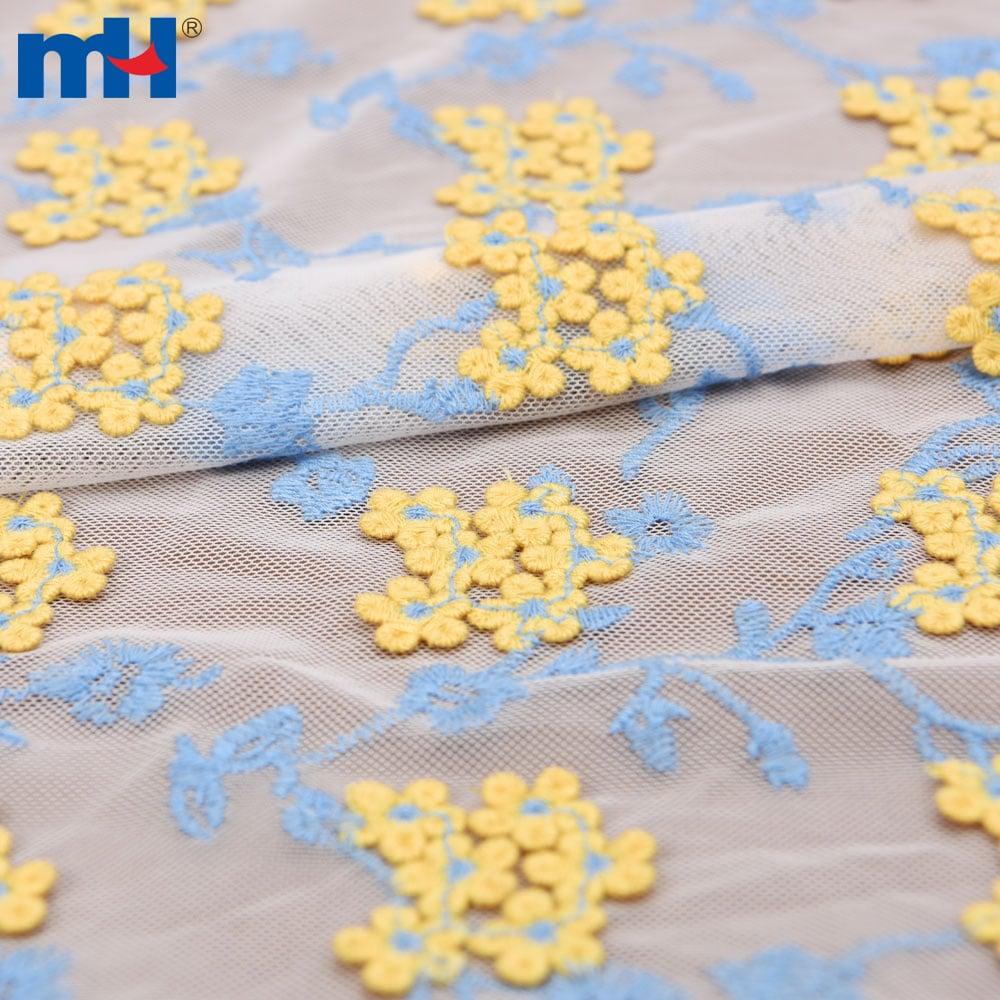 Embroidered mesh fabric