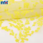 Yellow embroidered organza fabric