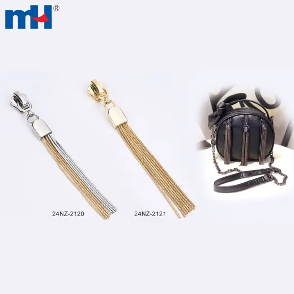 Frase n. 5 A/L Cursore per cerniera con tiretto decorativo in metallo
